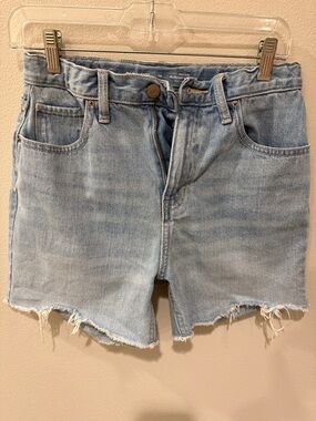 Light Blue Denim Frayed Hem Girls Shorts Size 14